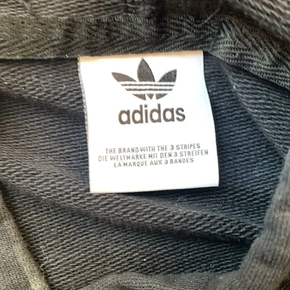 Adidas Crop Hooded Sweatshirt black with 3 stripes size small